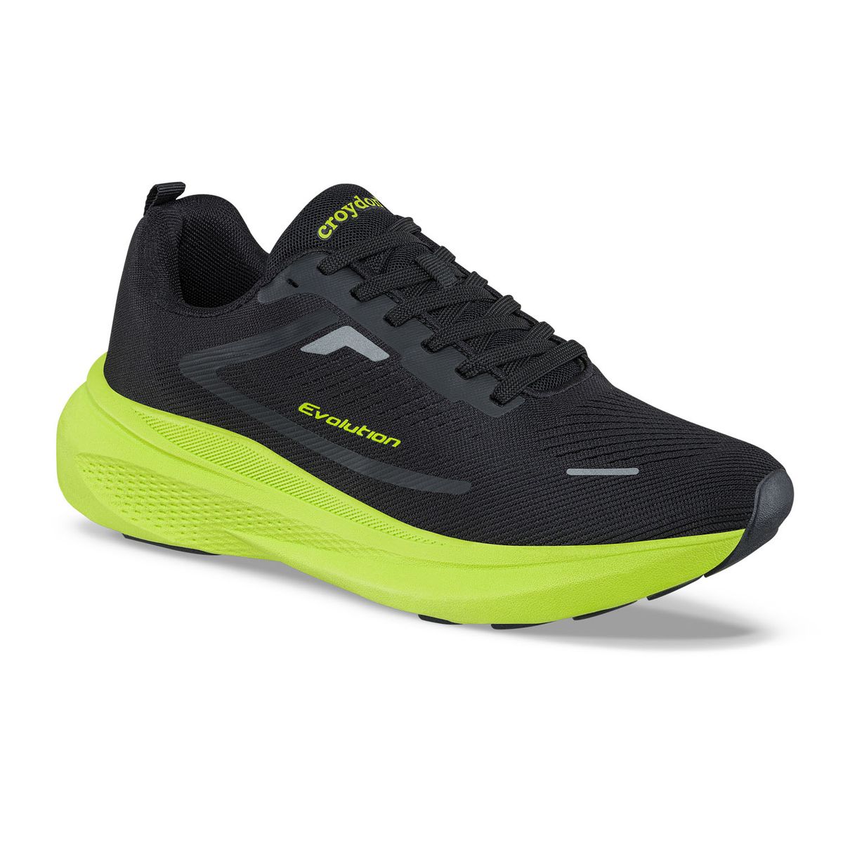 CROYDON - Tenis Running Kione Negro-Verde Croydon para Hombre