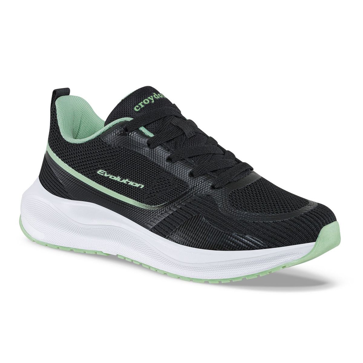 CROYDON - Tenis Running Lorlix Negro-Verde Croydon para Mujer