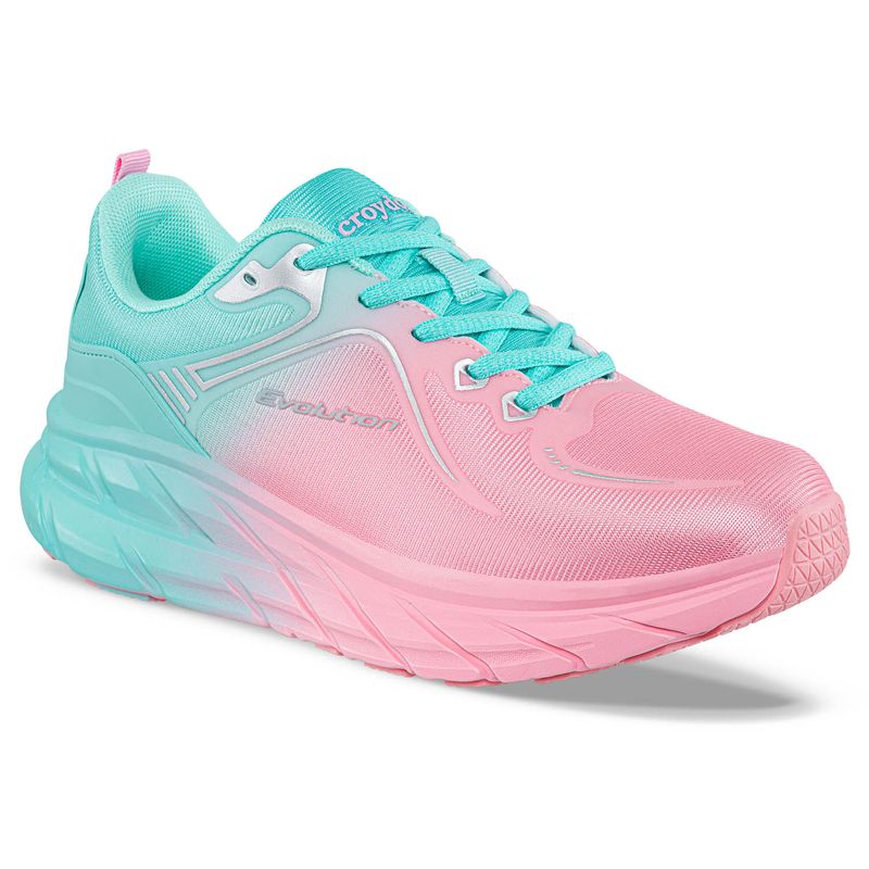 CROYDON - Tenis Running Lukup Rosa-Verde para Mujer Croydon