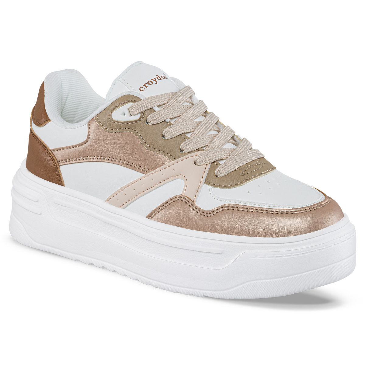CROYDON - Tenis Urbanos Plitty Blanco-Café Croydon para Mujer