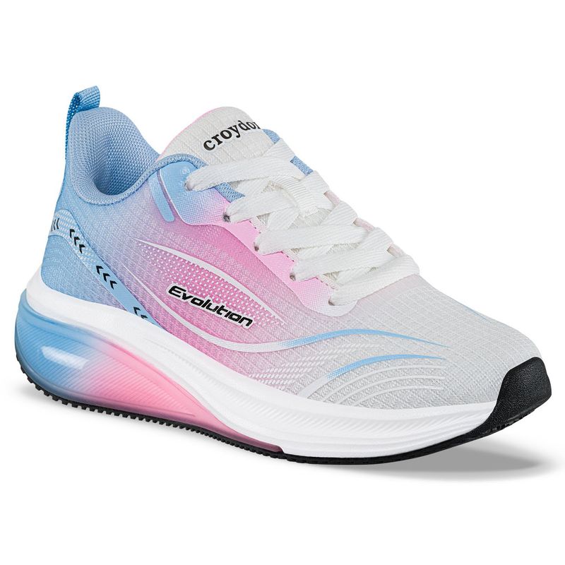 CROYDON - Tenis Running Yusmar Blanco-Rosa para Niña Croydon