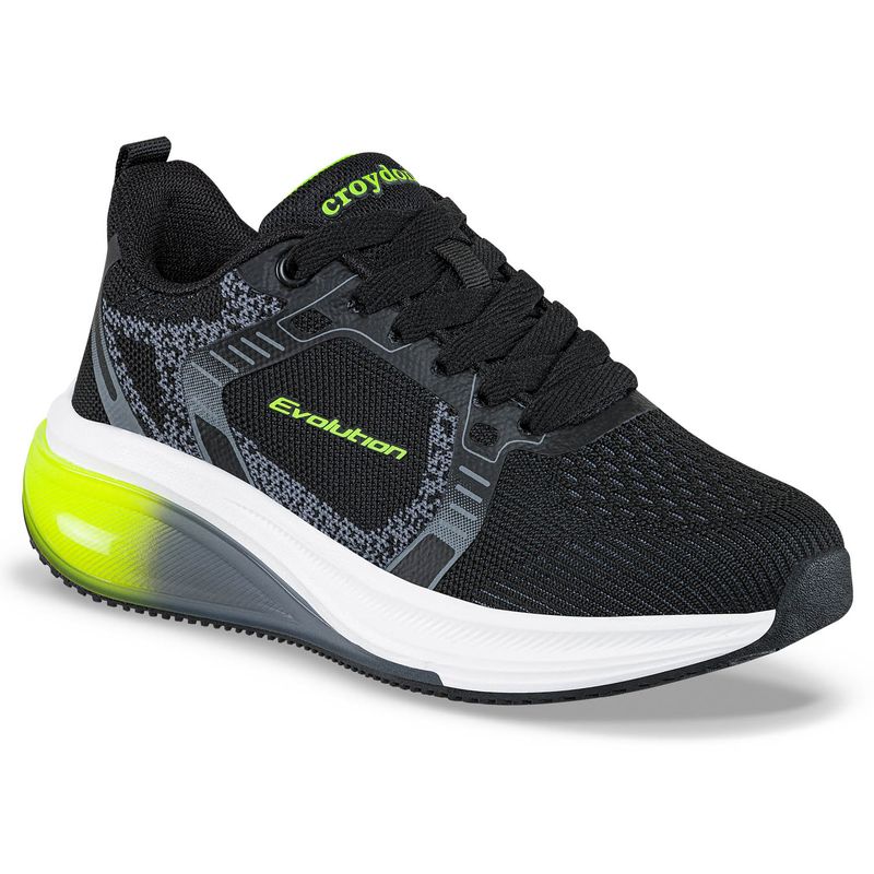 CROYDON - Tenis Running Yalton Negro-Verde para Niño Croydon