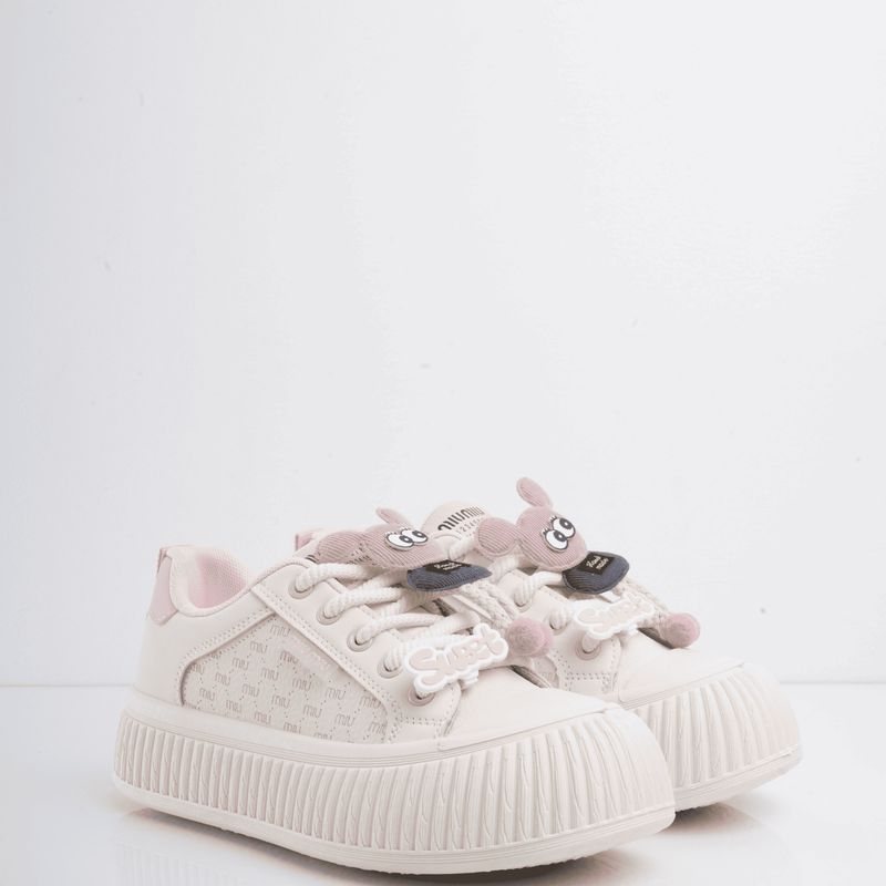 CALZADO ADRENALINA - Tenis blancos con rosa y accesorios susan