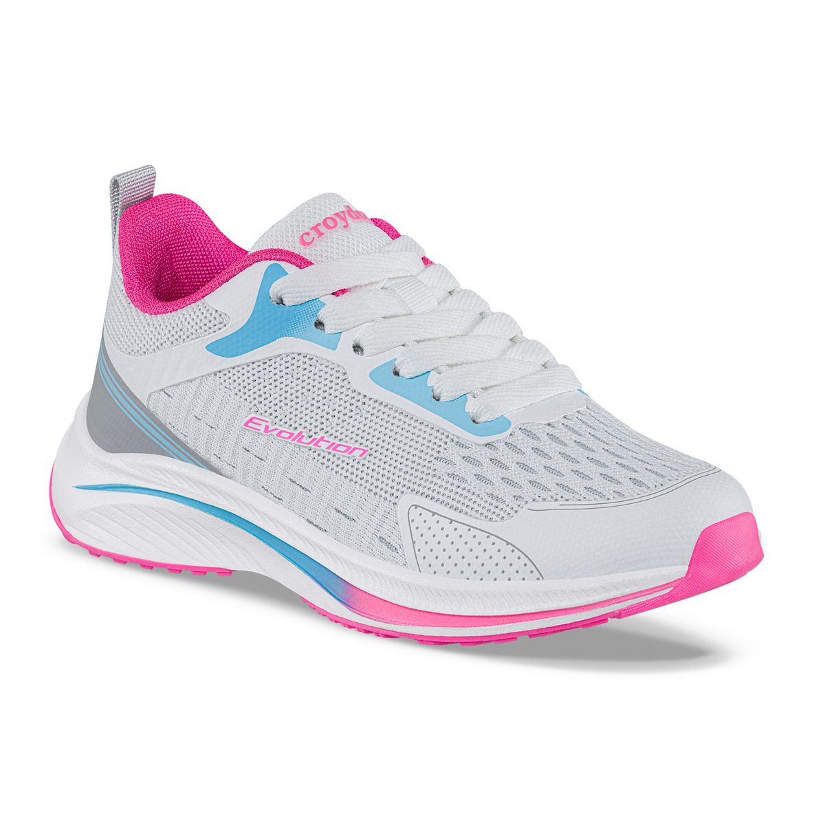 CROYDON - Tenis Running Tixmar Blanco-Fucsia Croydon para Niña