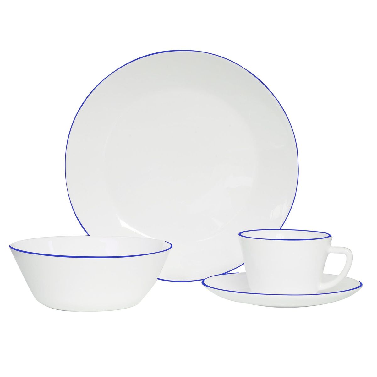 HOME ELEMENTS - VAJILLA 416 BLANCA CON BORDE AZUL