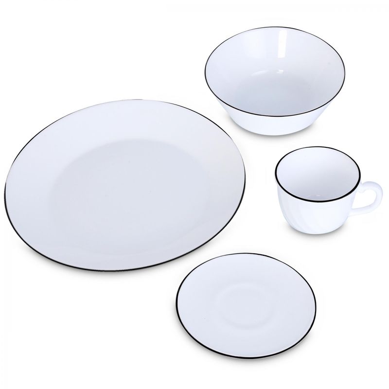 HOME ELEMENTS - VAJILLA 416 BLANCA CON BORDE NEGRO
