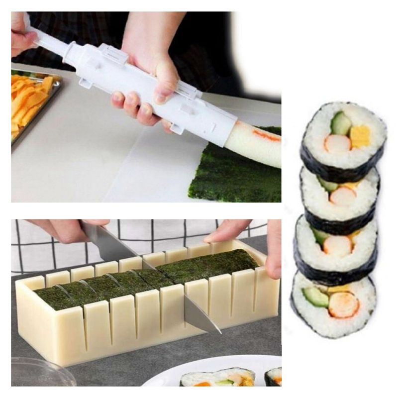 GENERICO - Set Moldes Preparador Para Sushi Enrollar Y Cortar Circulo Y Corazón