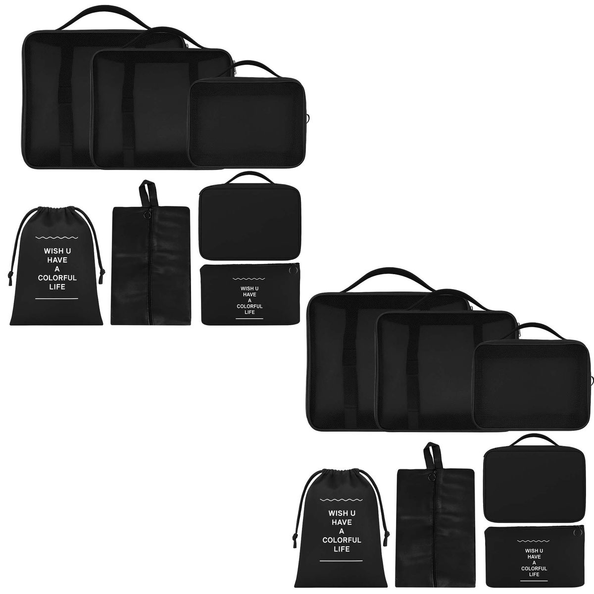 ENERGY PLUS - Set x14 Bolsas Organizadoras para Maleta Cubos de Viaje Negra