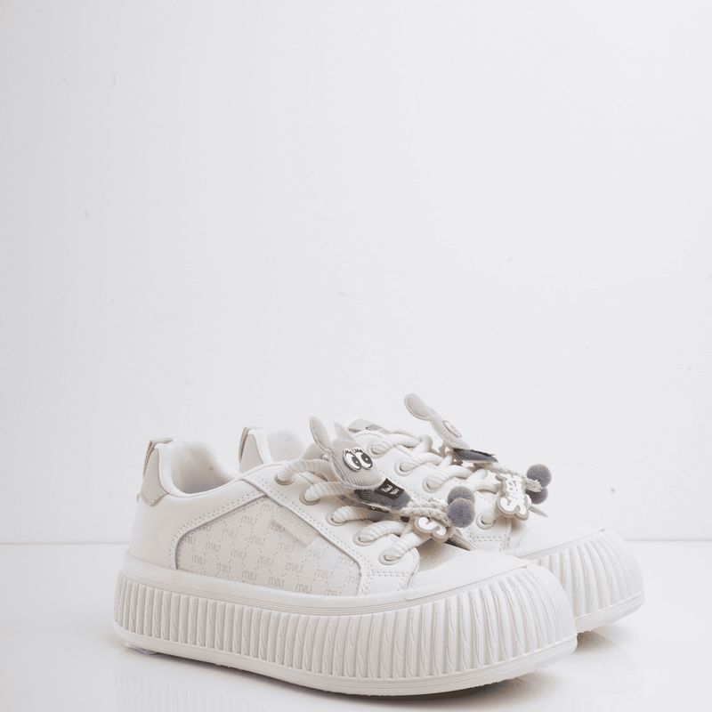 CALZADO ADRENALINA - Tenis blancos con beige y accesorios susan