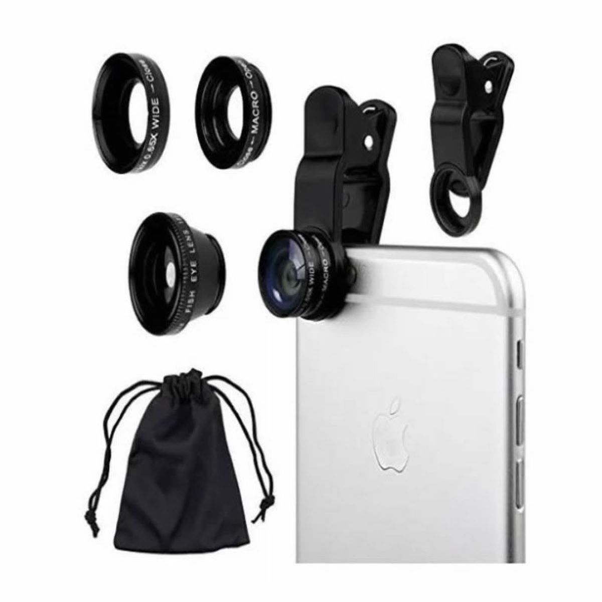 GENERAL - Kit lentes celular 3 en 1 ojo de pez macro gran angular wide selfie