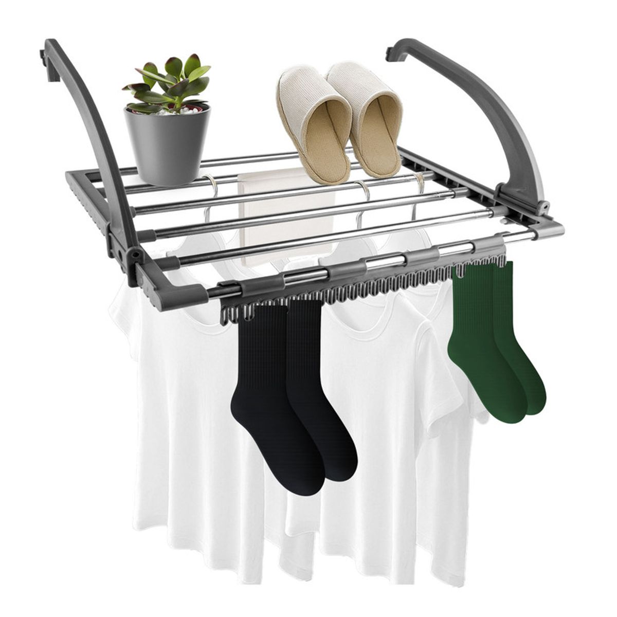 ENERGY PLUS - Tendedero Plegable Portátil para Apartamentos y Balcones Gris