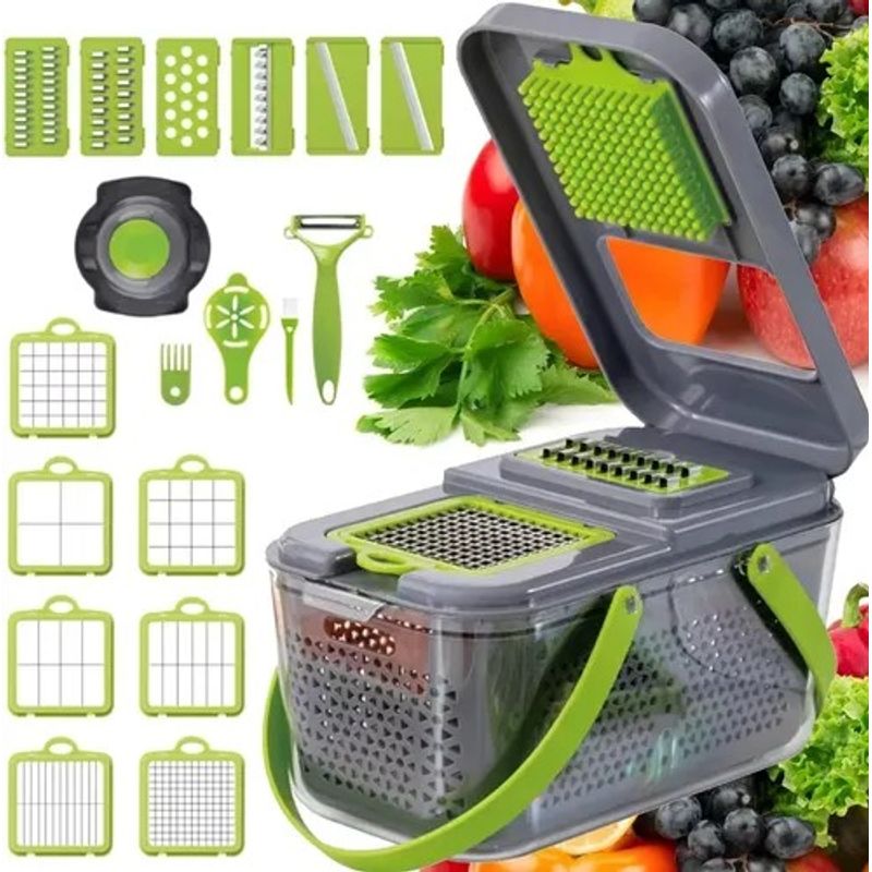 GENERICO - Pica todo Rayadora Cortadora verduras 22 piezas
