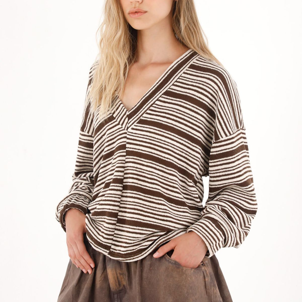 TENNIS - Buzo crudo tejido a rayas para mujer