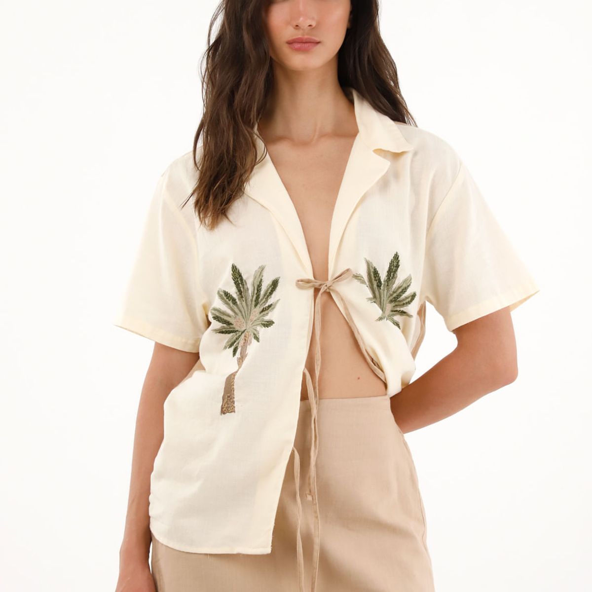 TENNIS - Falda corta crudo en apariencia lino para mujer