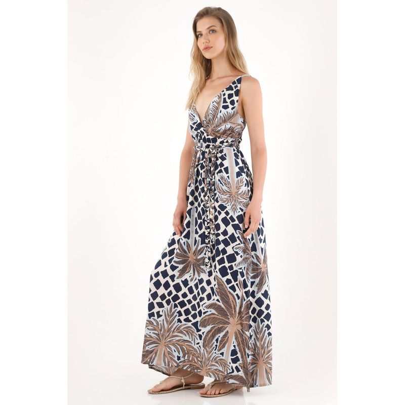 TENNIS - Vestido largo con estampado de palmeras para mujer