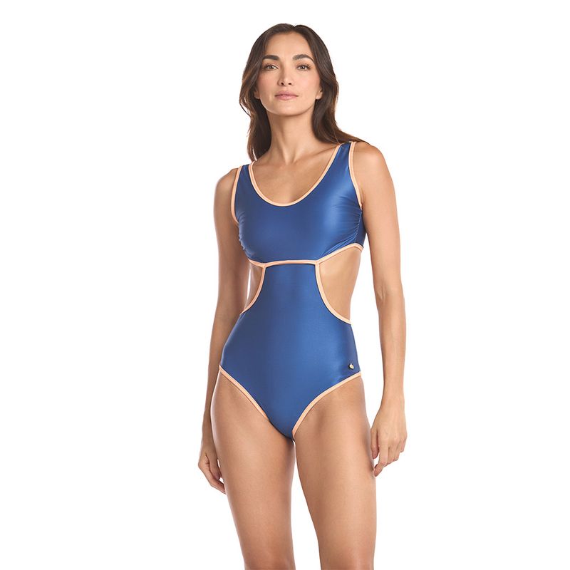 DULZAMARA - Vestido de baño entero azul con escote en cintura turmalina