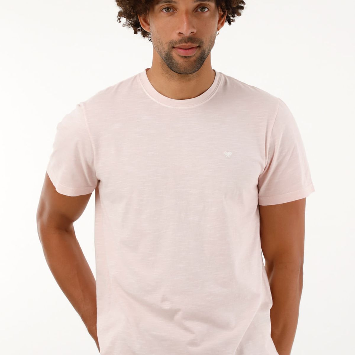 TENNIS - Camiseta manga corta rosada para hombre