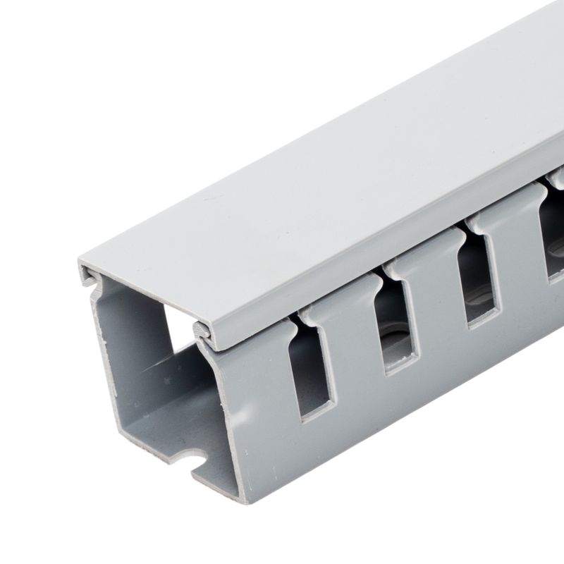 VCP - Canaleta Ranurada Gris Para Tablero Eléctrico 40x40 mm
