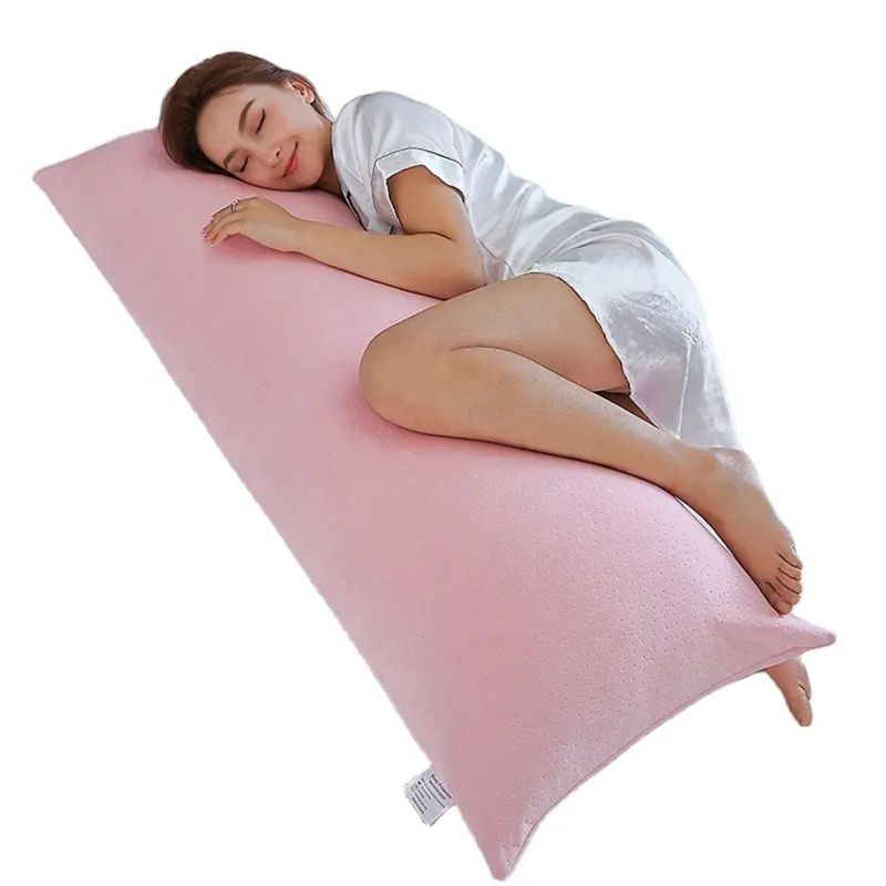 GENERICO - Almohada Corporal Tela Peluche 150x50 cm Funda Con Cierre ROSADO