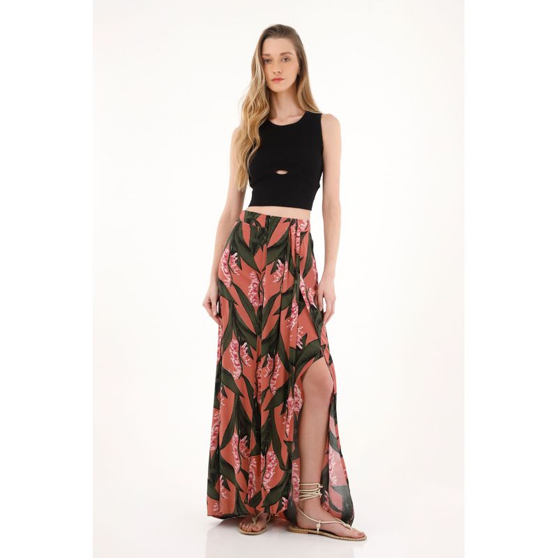 TOPMARK - Falda larga con estampado de flores para mujer