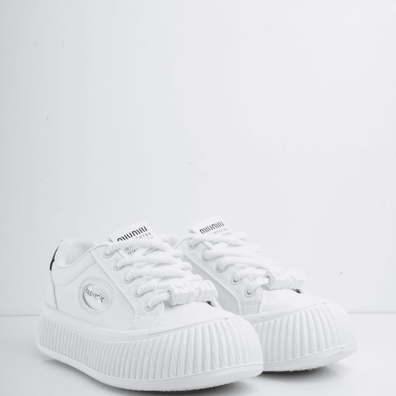 CALZADO ADRENALINA - Tenis blancos con plataforma y detalles maddie