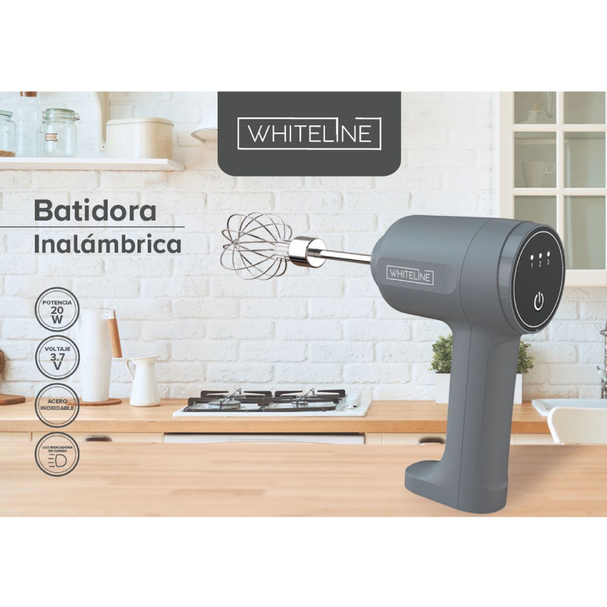 WHITELINE - Batidora Inalambrica Recargable Whiteline