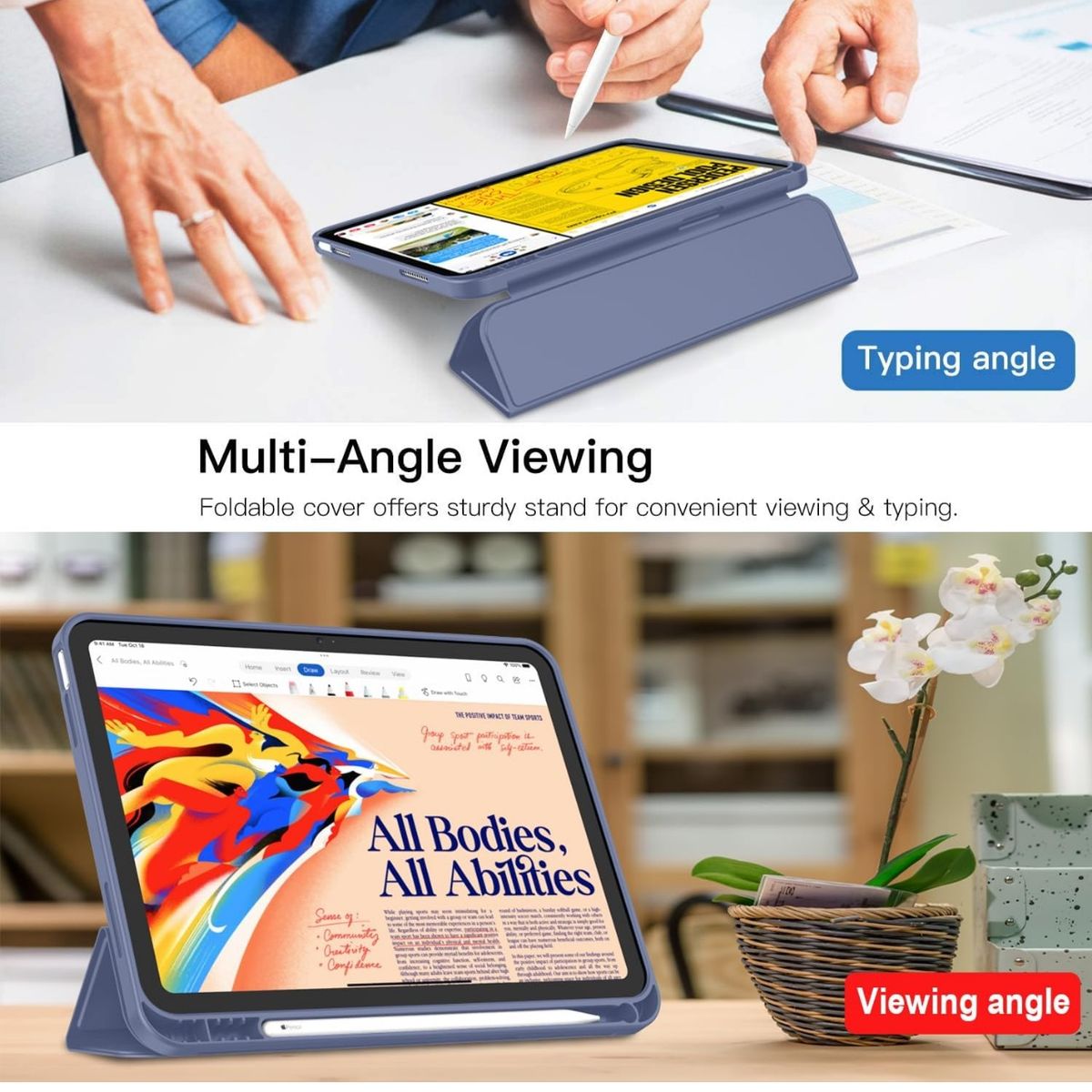 GENERICO - Forro Funda estuche Smart Case espacio lapiz Para iPad 11 A16 2025