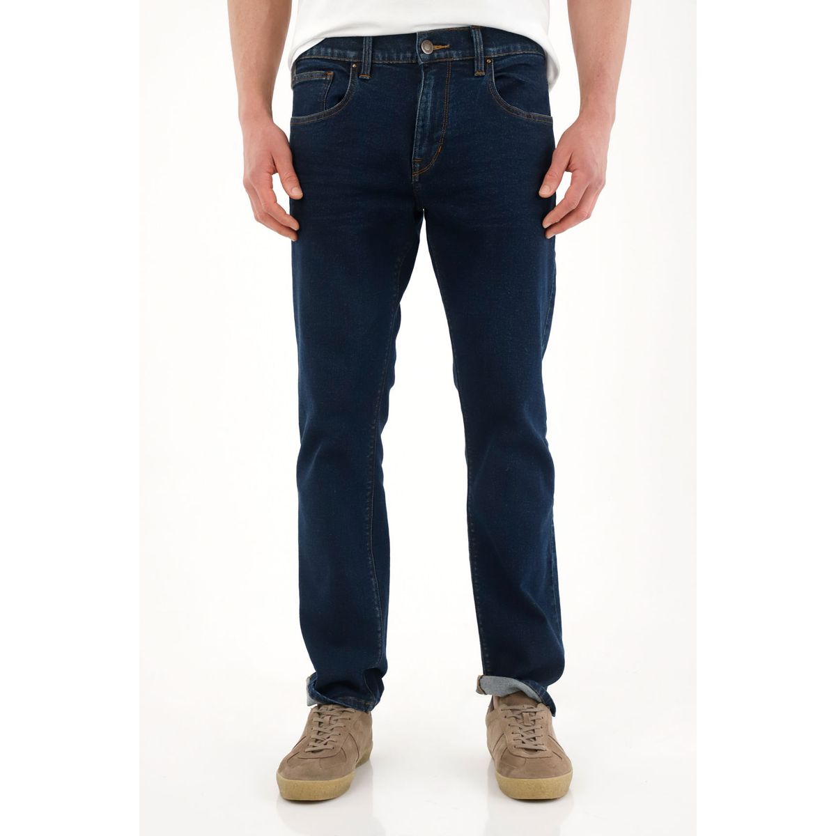 TENNIS - Jean Recto de tiro medio azul oscuro para hombre