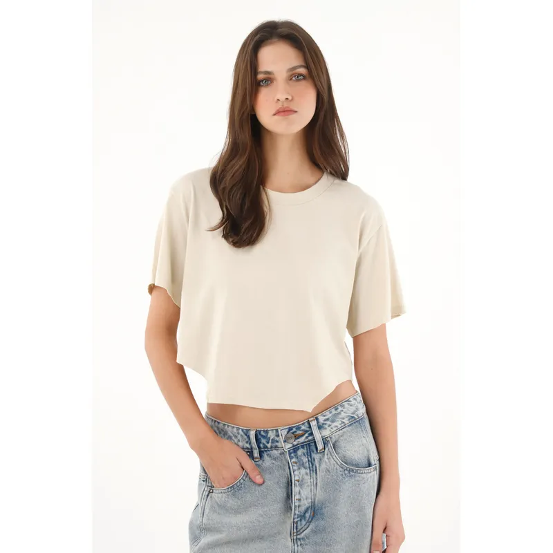 TENNIS - Camiseta amplia con cortes laterales gris para mujer