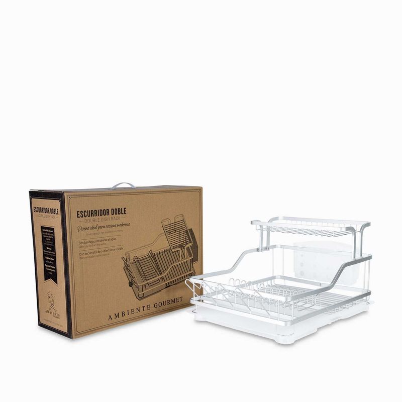 AMBIENTE GOURMET - Escurridor doble blanco 597x350x273 Ambiente Gourmet
