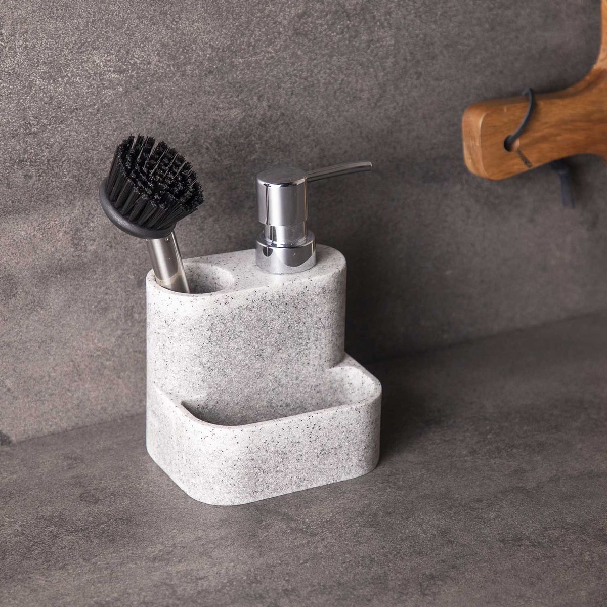 AMBIENTE GOURMET - Dispensador jabon lavaplatos con cepillo Ambiente Gourmet