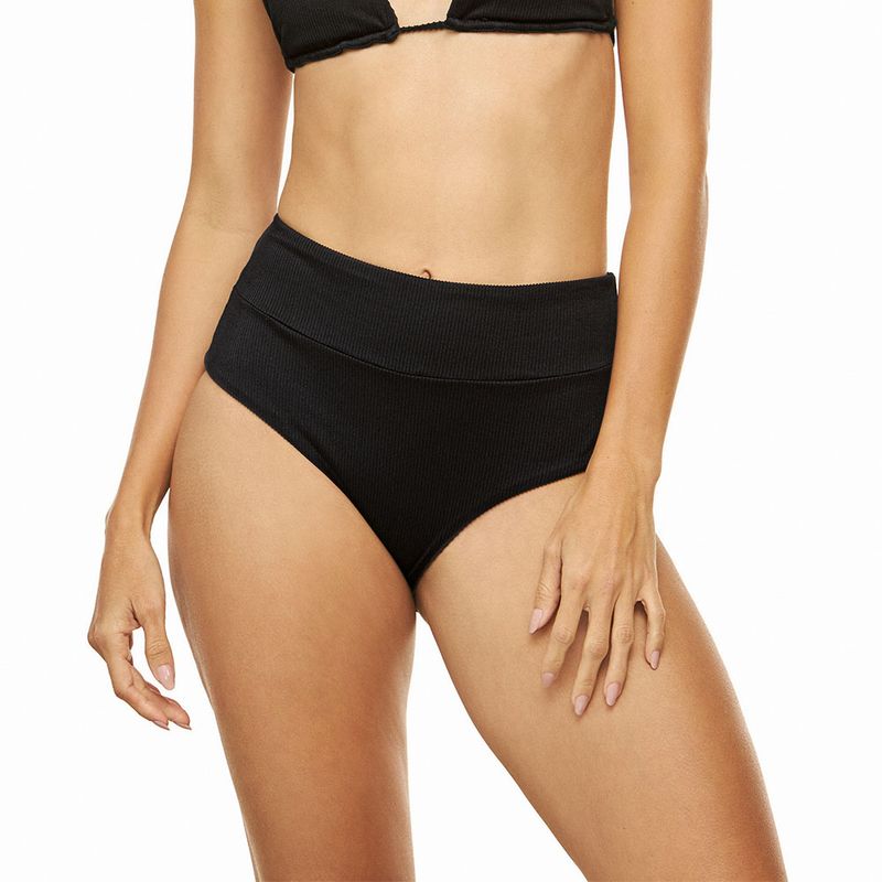 DULZAMARA - Panty vestido de baño negro tiro alto textura acanalada emmera