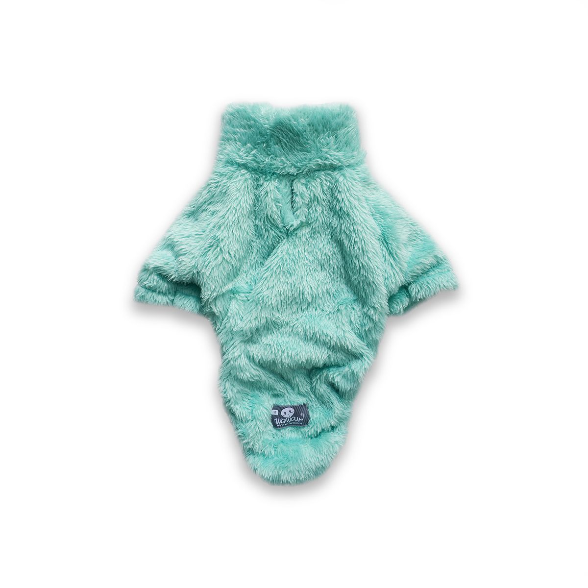 WAWAW - Saco para perro talla S cuello alto cremallera bisonte menta para larguitos