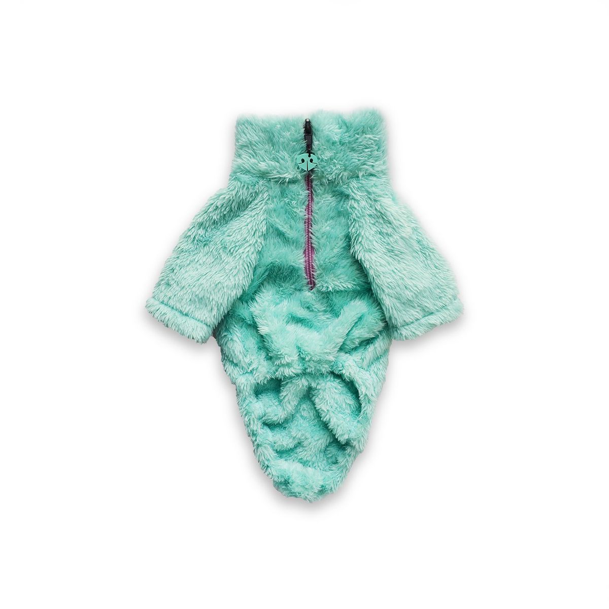 WAWAW - Saco para perro talla S cuello alto cremallera bisonte menta para larguitos