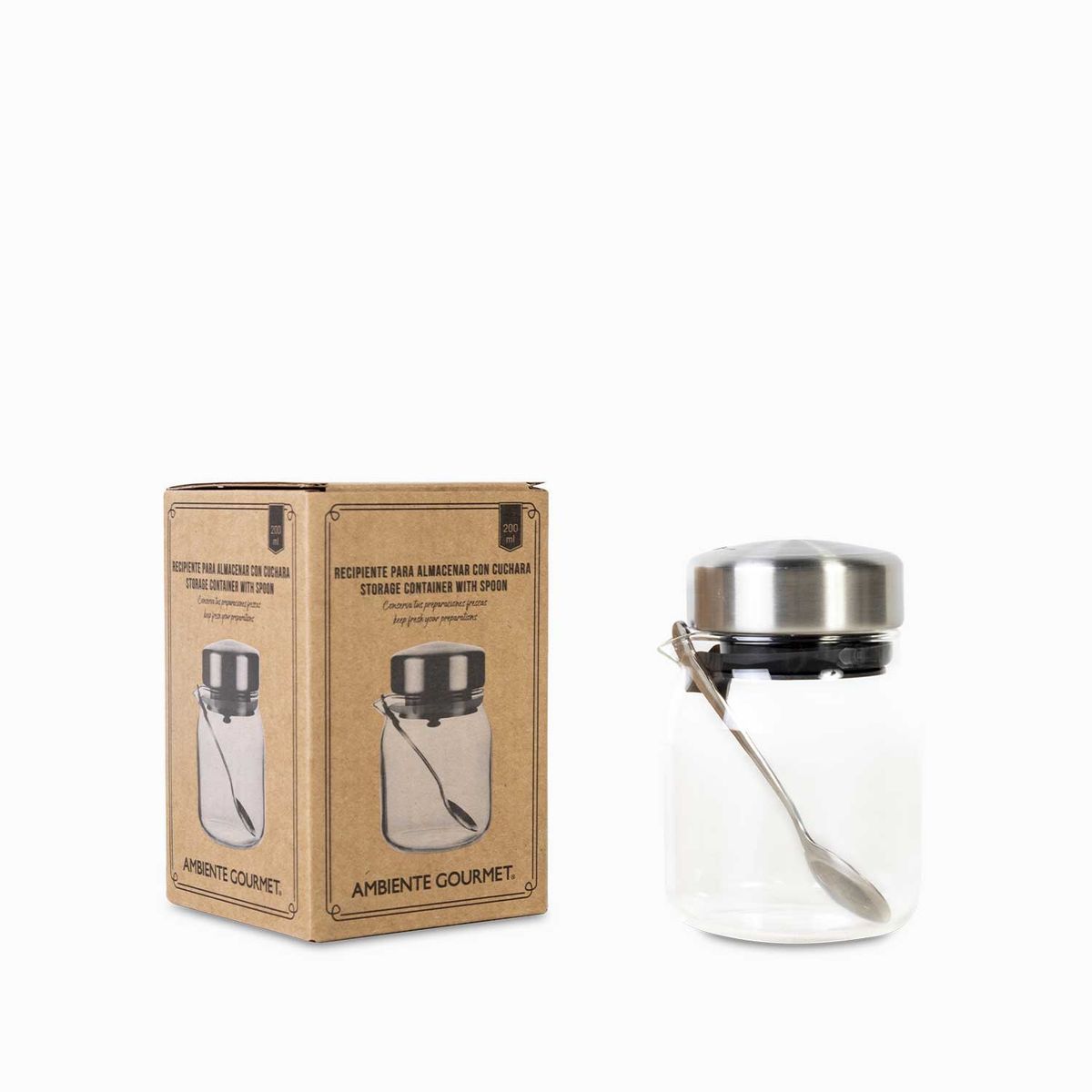 AMBIENTE GOURMET - Recipiente para almacenar con cuchara 200ml
