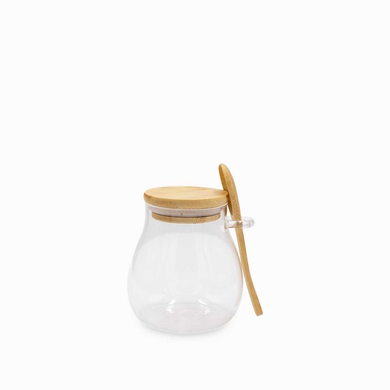 AMBIENTE GOURMET - Recipiente con cuchara en bambu pequeno Ambiente Gourmet