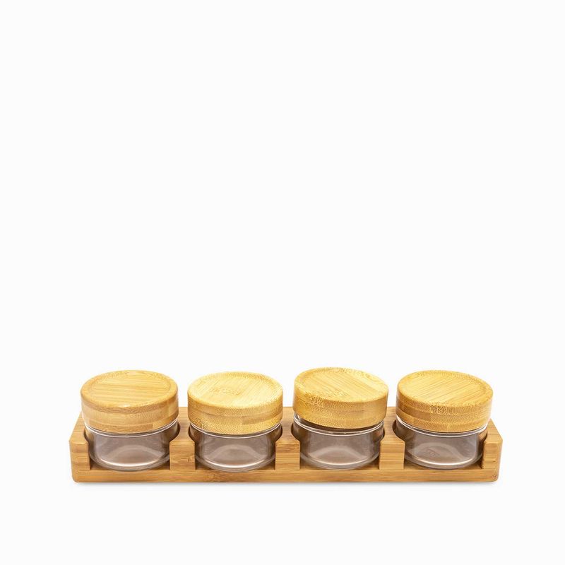 AMBIENTE GOURMET - Rack especies bajo base madera set x5 Ambiente Gourmet