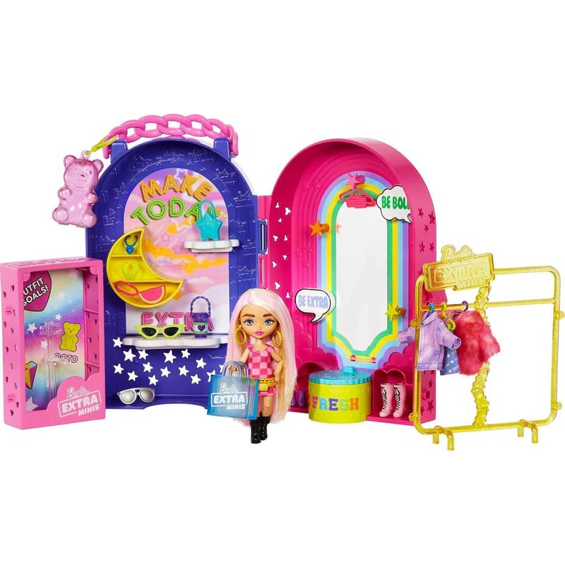 BARBIE - Muñeca Barbie Extra Minis Boutique Set Juego Portátil