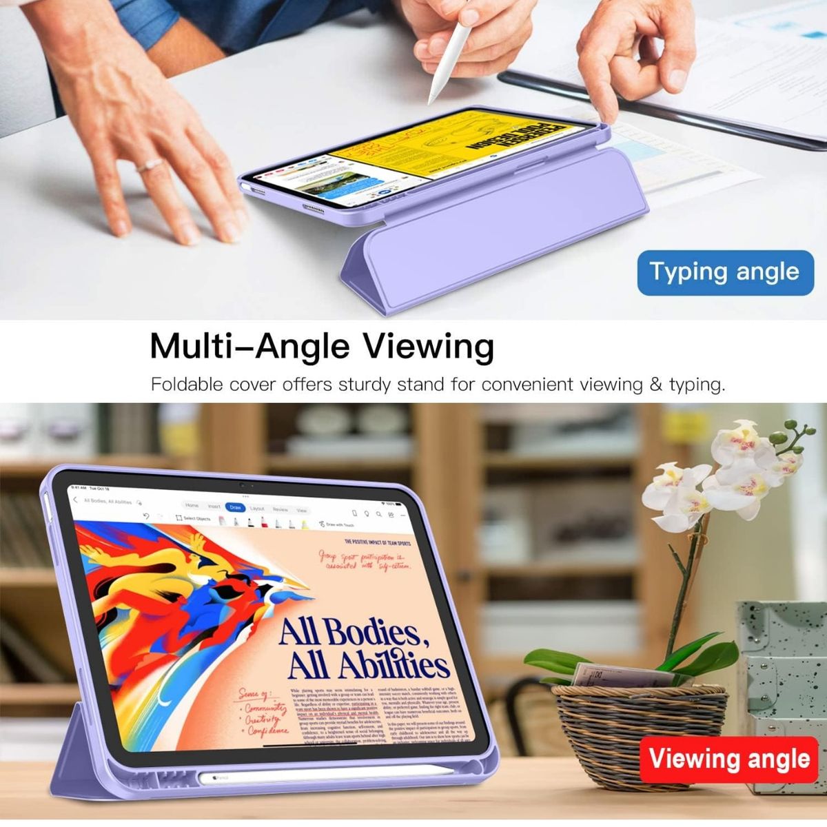 GENERICO - Forro Funda estuche Smart Case espacio lapiz Para iPad air 4 / 5 / 6