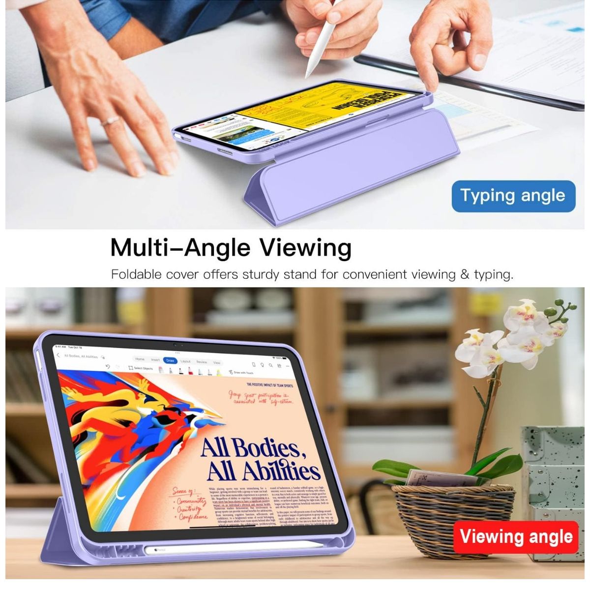 GENERICO - Forro Funda estuche Smart Case espacio lapiz Para iPad air 4 / 5 / 6