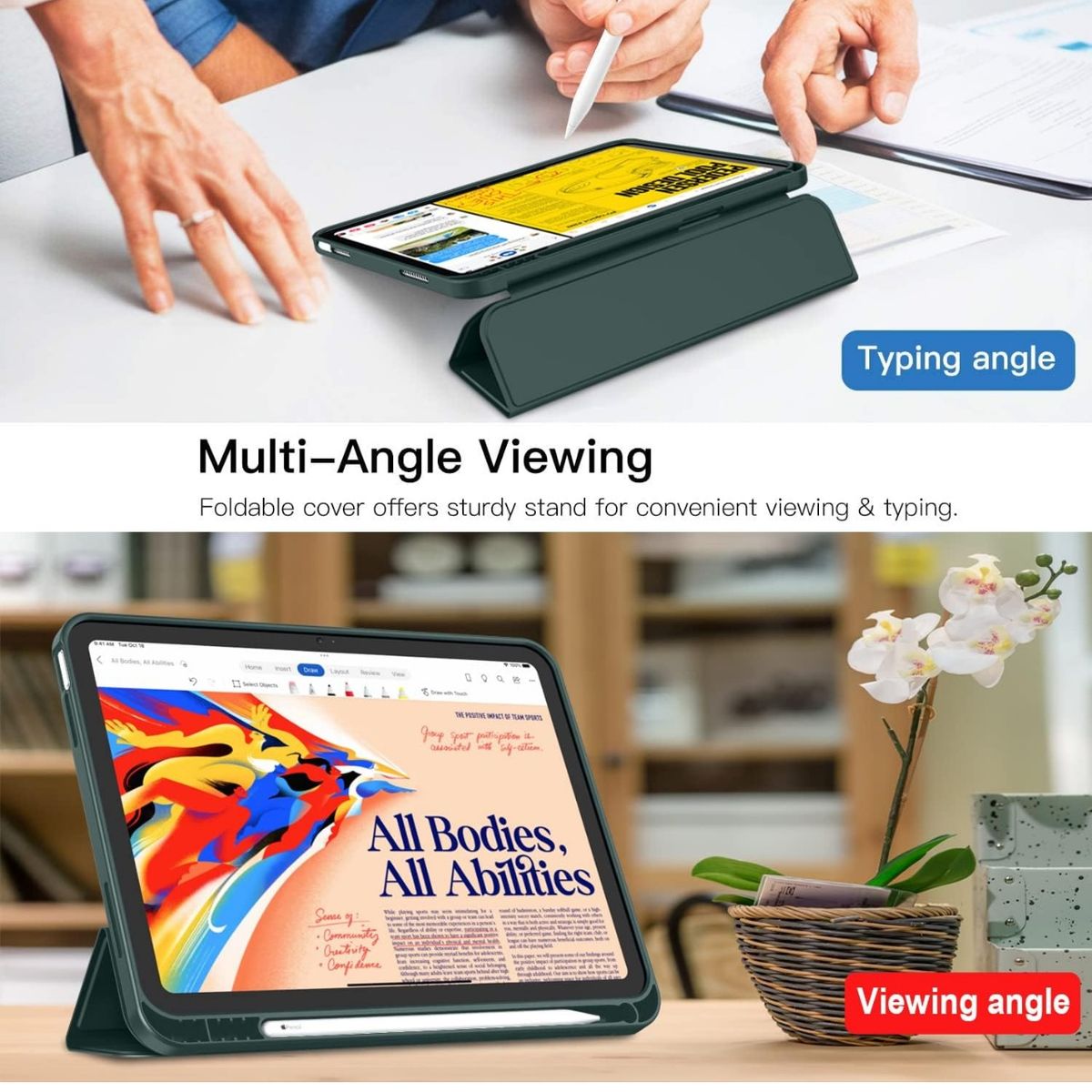 GENERICO - Forro Funda estuche Smart Case espacio lapiz Para iPad air 4 / 5 / 6