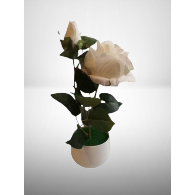 GENERICO - Rosa Artificial Blanca en Seda