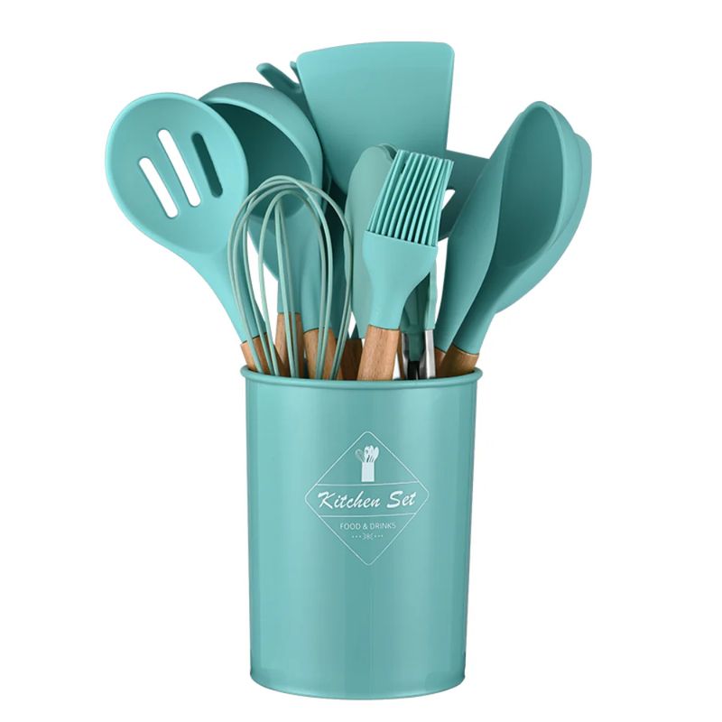 GENERICO - Set12 Utensilios De Silicona Resistente Al Calor Para Cocina