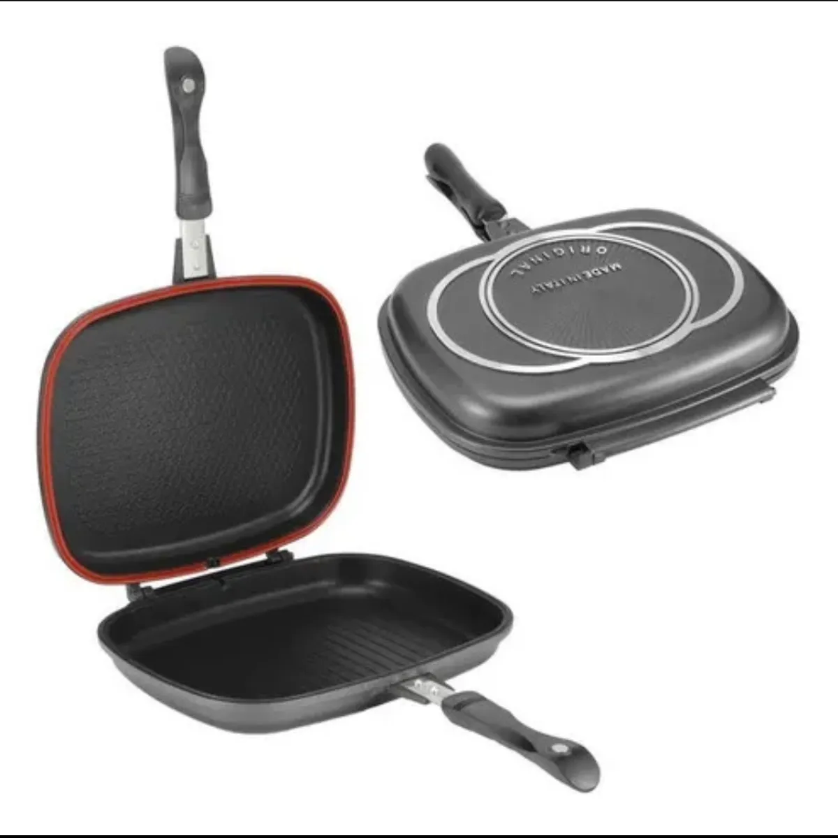 DESSINI - Sartén Doble Parrilla 36 Cm Antiadherente Dual Grill Dessini Color Negro