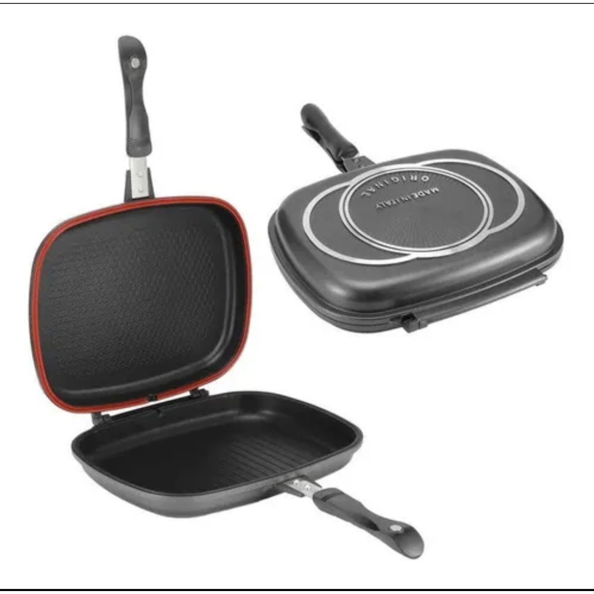 DESSINI - Sartén Doble Parrilla 36 Cm Antiadherente Dual Grill Dessini Color Negro