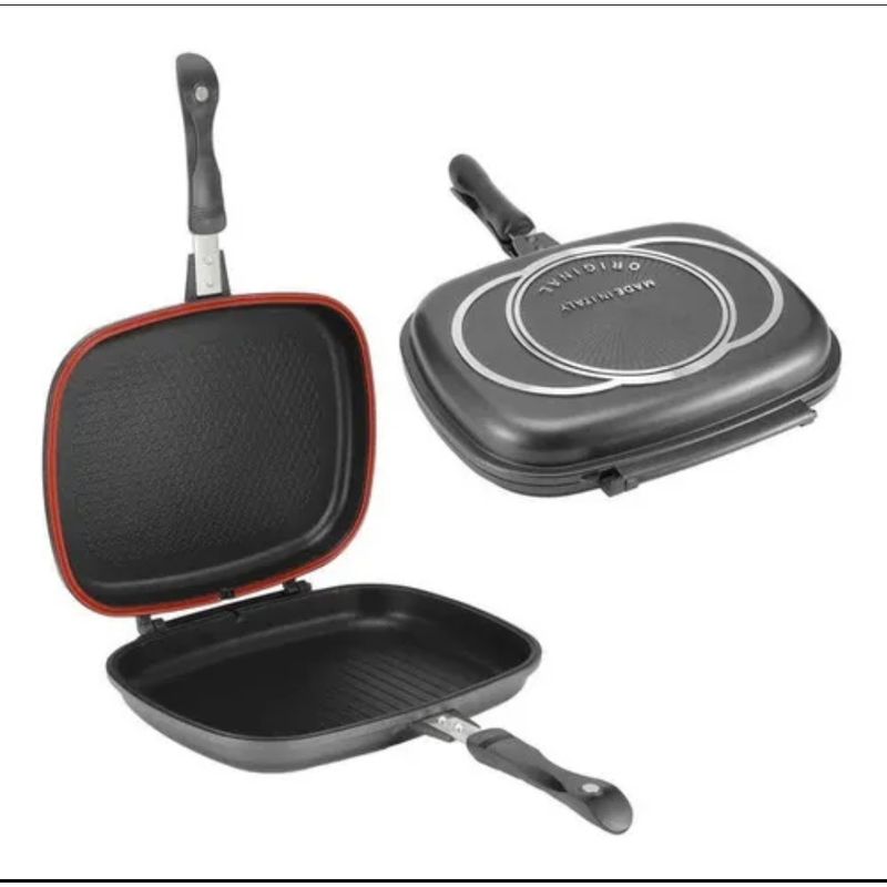 DESSINI - Sartén Doble Parrilla 36 Cm Antiadherente Dual Grill Dessini Color Negro
