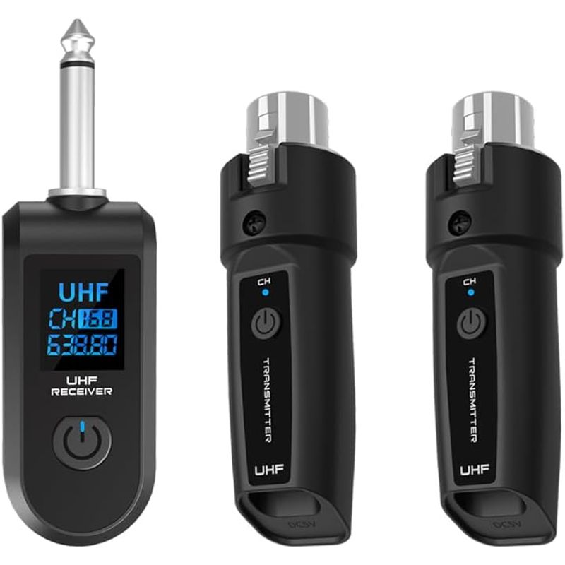 GENERICO - Sistema Inalámbrico para Micrófono Adaptador 2 Transmisor Receptor UHF