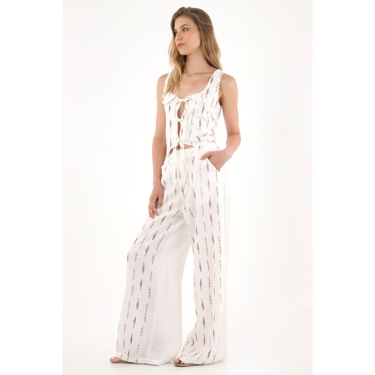 TENNIS - Camisa manga sisa con detalles de encaje estampada para mujer