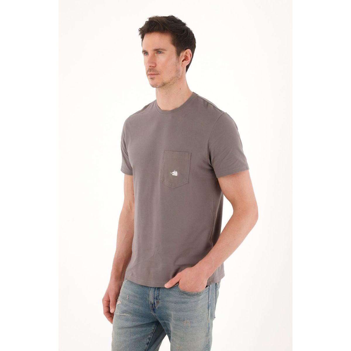 TENNIS - Camiseta en tela piqué gris para hombre