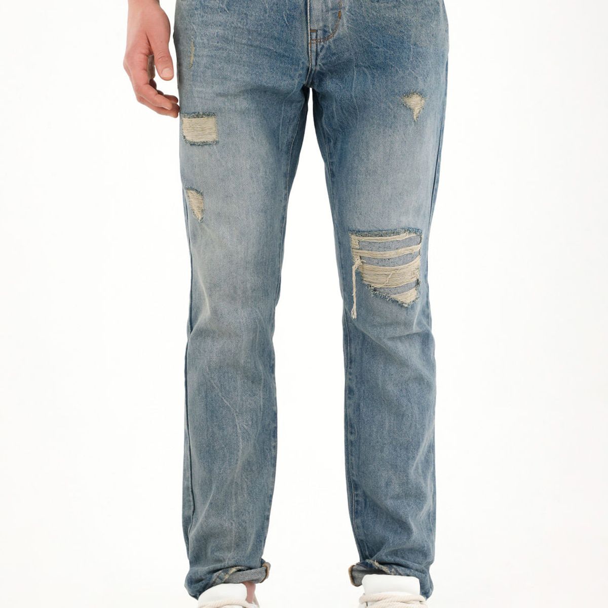 TENNIS - Jean Classic de tiro medio con rotos y bordado posterior para hombre